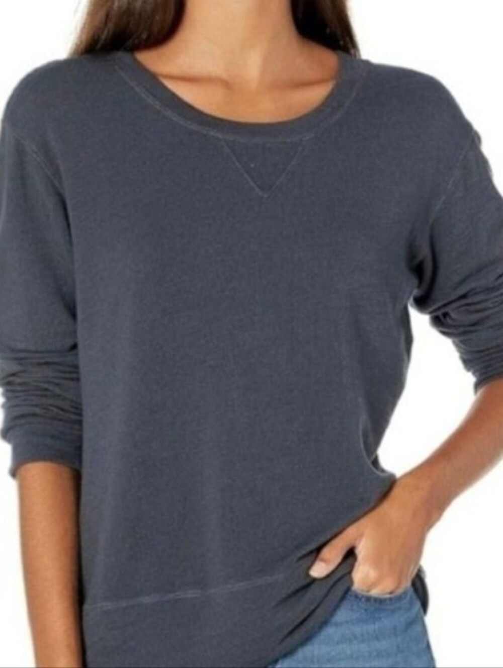 Monrow Classic Smoky Charcoal Gray Crew Neck Sweatshirt Size Small
